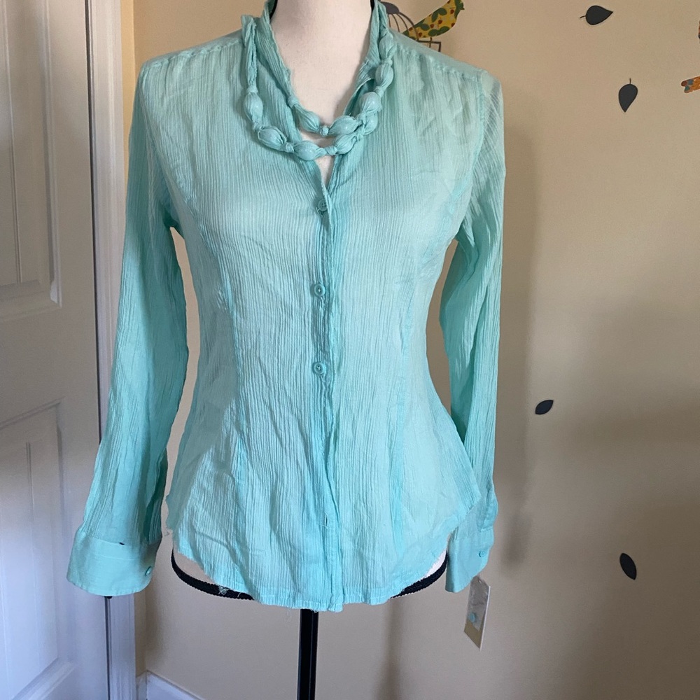 Beautiful light cotton pale turquoise Michael Kors top